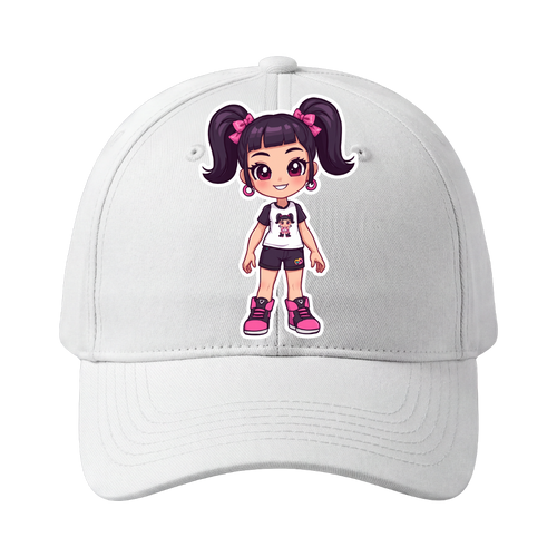 Funzi Stories Black Hair Girl Cap White Front