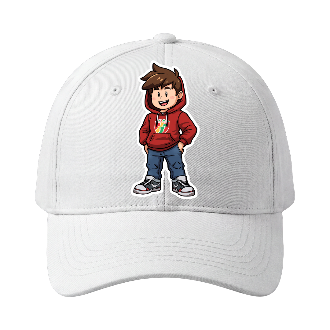 Funzi Stories Red Hoodie Boy Snapback Cap White Front