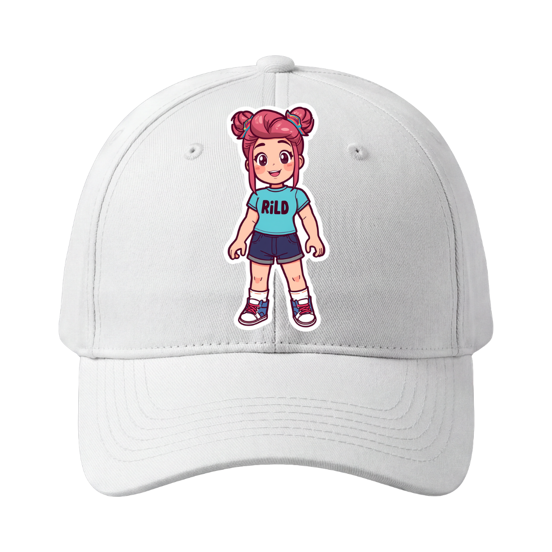 Funzi Stories Pink Hair Girl RiLD Snapback Cap White Front